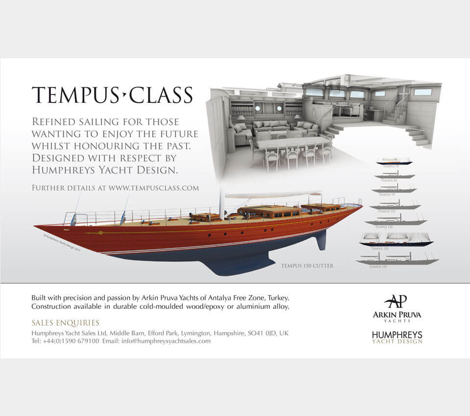 Tempus Yachts ad design for Humphreys Yacht Design