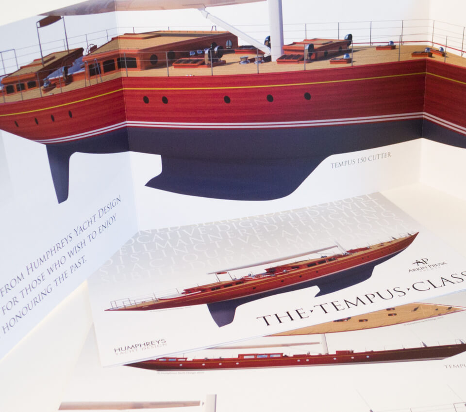 Tempus Yachts brochure design for Humphreys Yacht Design