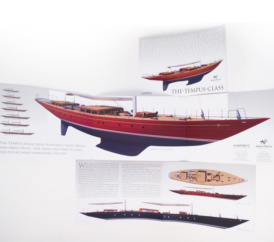 Tempus Yachts brochure design for Humphreys Yacht Design